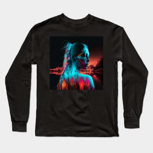 Surreal Native American Woman Long Sleeve T-Shirt